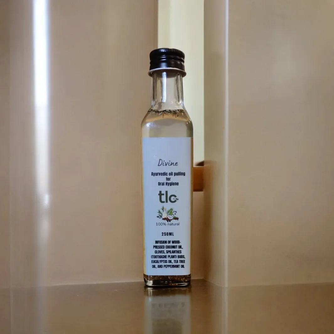 Divine Ayurvedic Oil Pulling – Natural Oral Care Oil for Strong Teeth, Healthy Gums & Fresh Breath | Tlcforyou