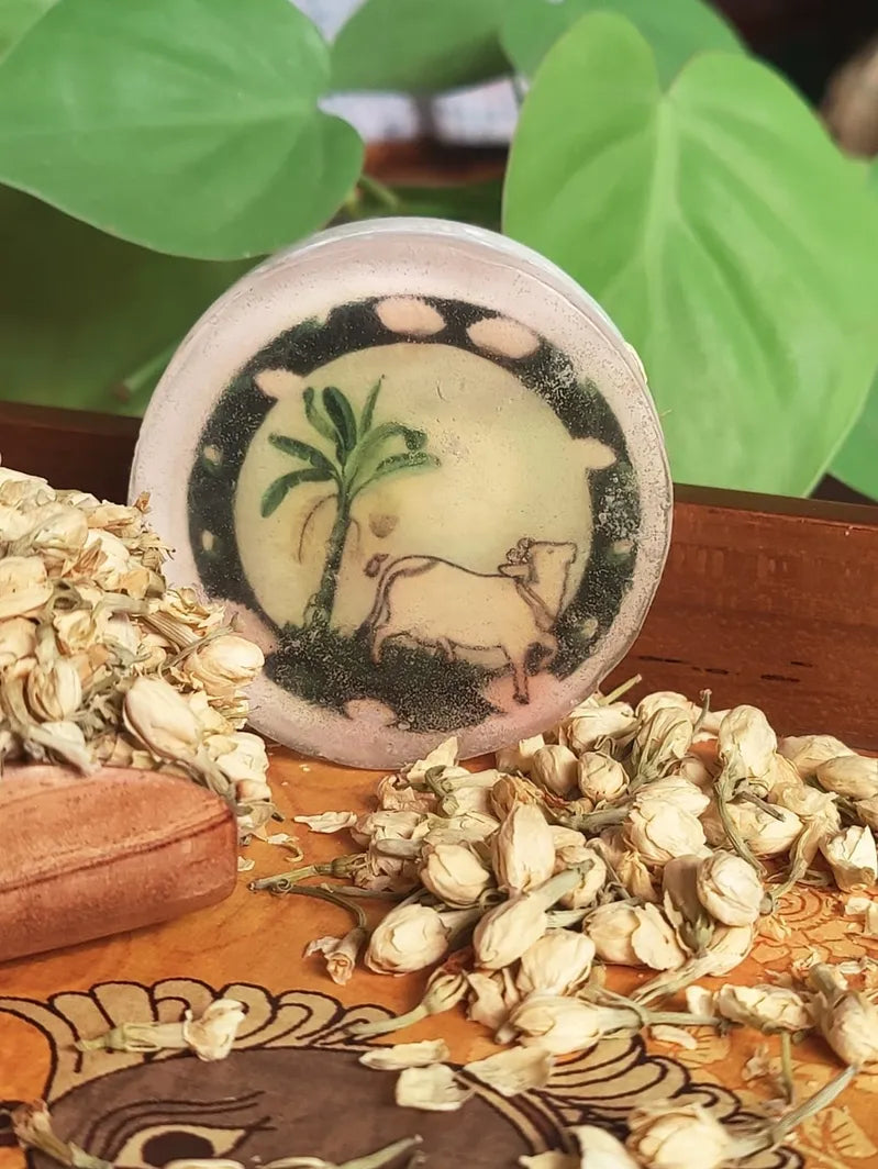 Pichwai Art Goat Milk Soap – Handcrafted Moisturizing Bathing Bar with Almond Oil & Jasmine | Tlcforyou