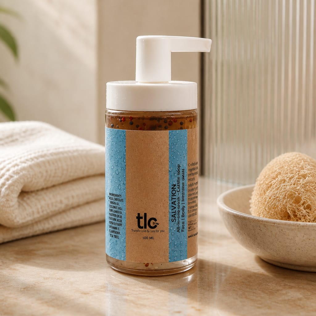 Natural Castile Soap Liquid – Multi-Purpose Body & Face Wash with Plant-Based Oils | Tlcforyou