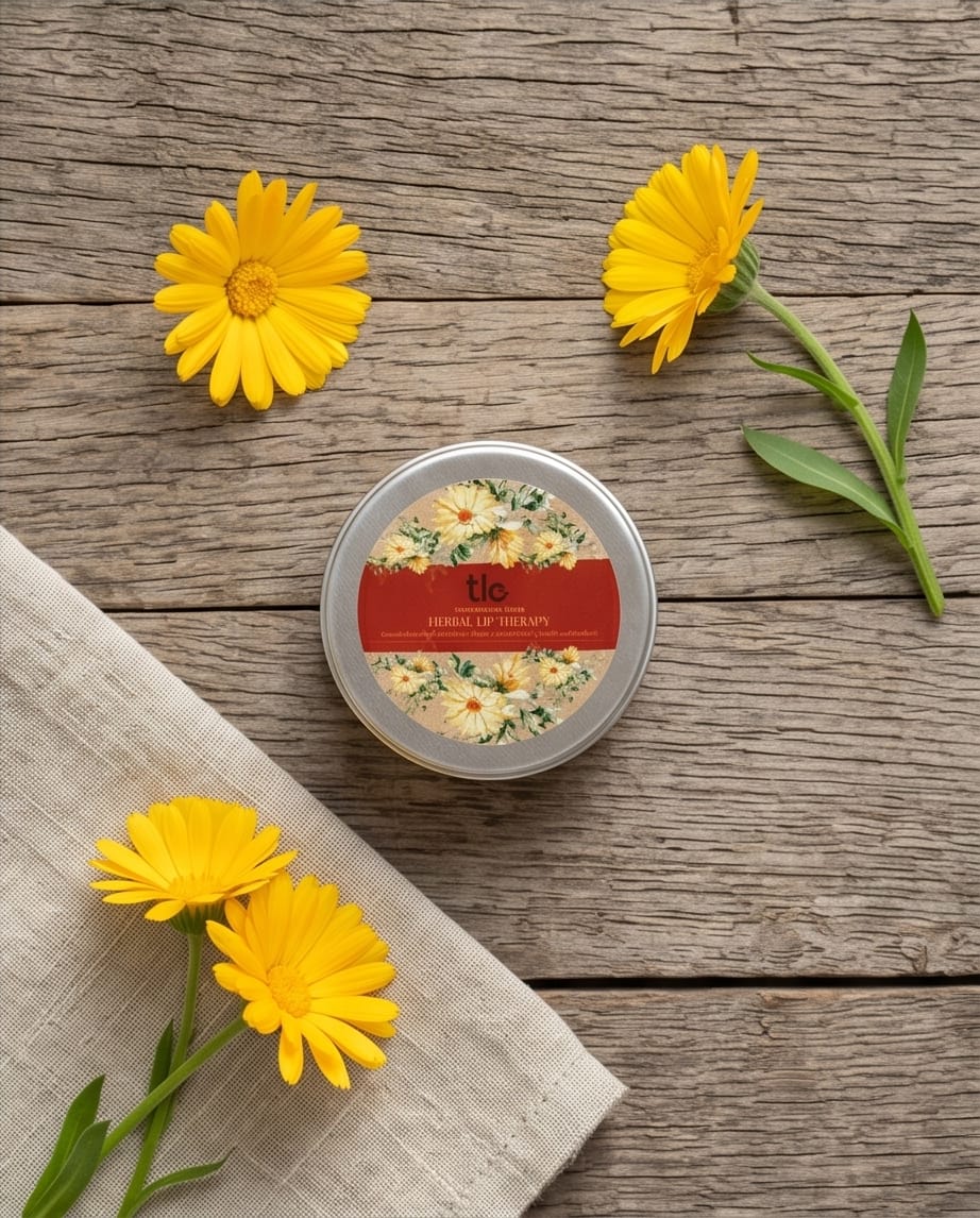 Herbal Lip Therapy Balm – Natural Lip Repair with Coconut Oil, Calendula & Beeswax | Tlcforyou