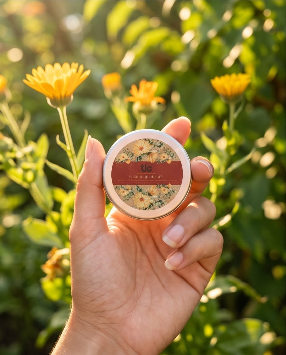 Herbal Lip Therapy Balm – Natural Lip Repair with Coconut Oil, Calendula & Beeswax | Tlcforyou