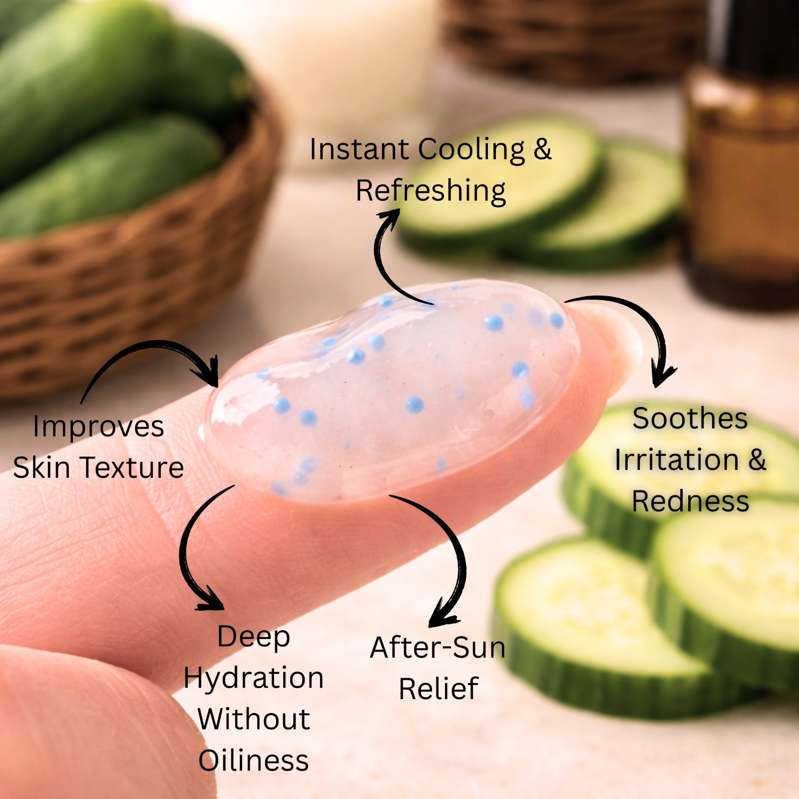 Aloe vera Gel with cucumber extract and Vitamin E globules| Tlcforyou