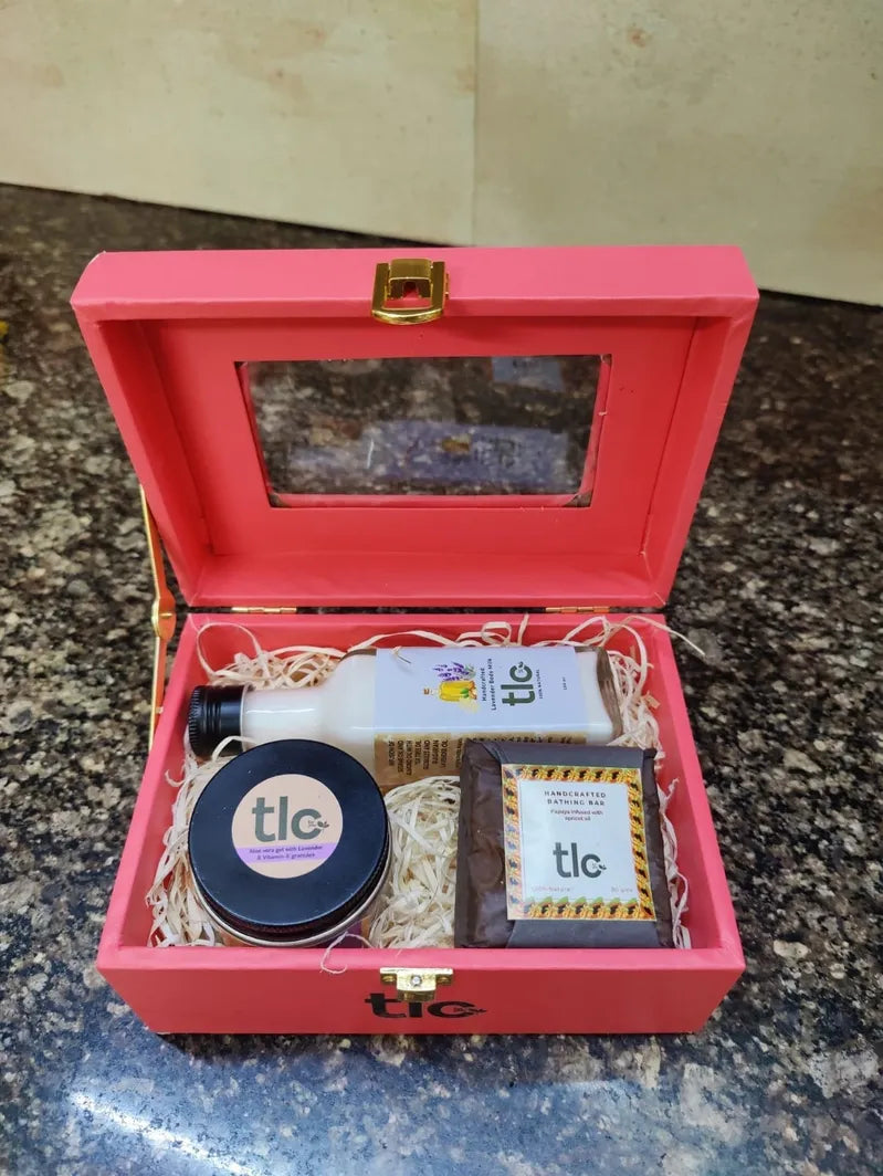 Natural Skincare Gift Set (Small) – Herbal Soap, Aloe Vera Gel & Nourishing Body Milk | Tlcforyou